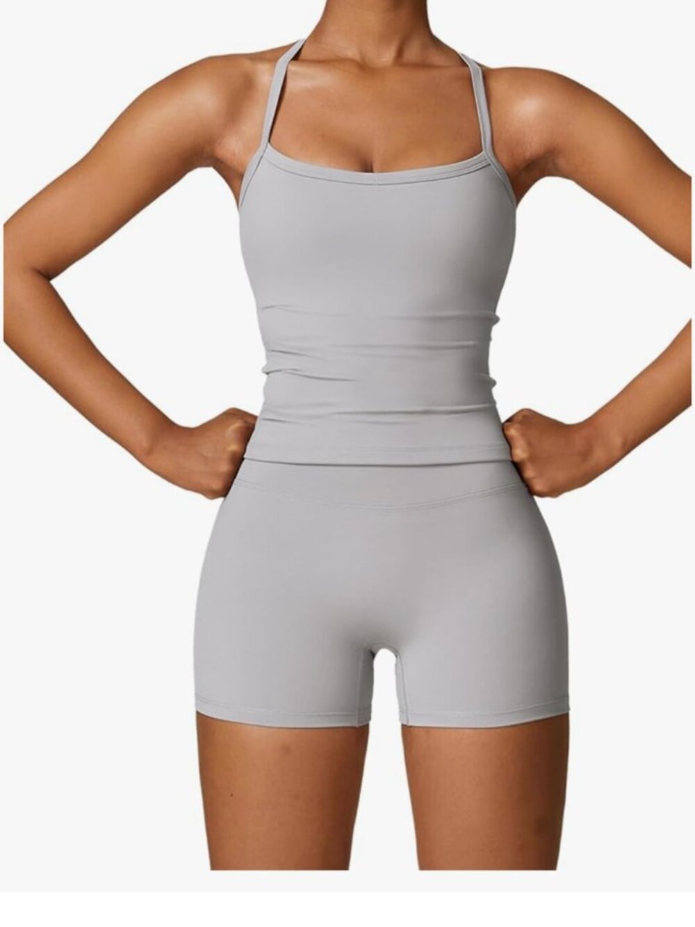 Two Piece Workout Sets For Women Tank Top Matching High Waist Booty Lifting Shor